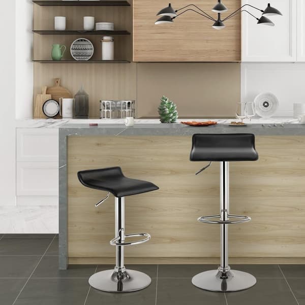Rootz sæt med 2 designer barstole - Moderne barstole - Komfortable, justerbare, roterbare - Kunstlæder - Forkromet stål - 63cm-83cm x 39cm x 38,5cm