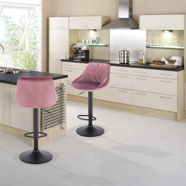 Rootz Velvet Barpall - Justerbar bänkstol - Vridbar barstol - Bekväm, mångsidig, hållbar - 35cm x 38cm x 84-106cm