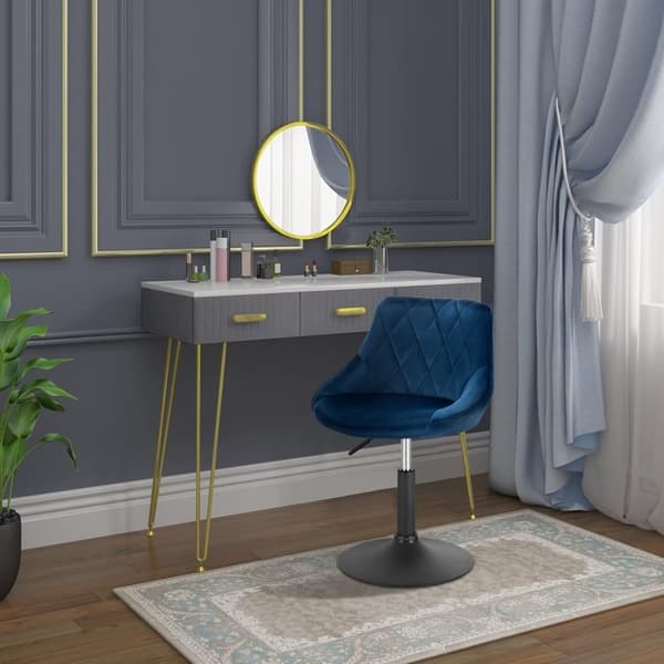 Rootz sammets- och metallbarstol - Justerbar bänkstol - Vridbar barstol - Förbättrad komfort - Mångsidig design - Robust konstruktion - 66cm-82cm x 47