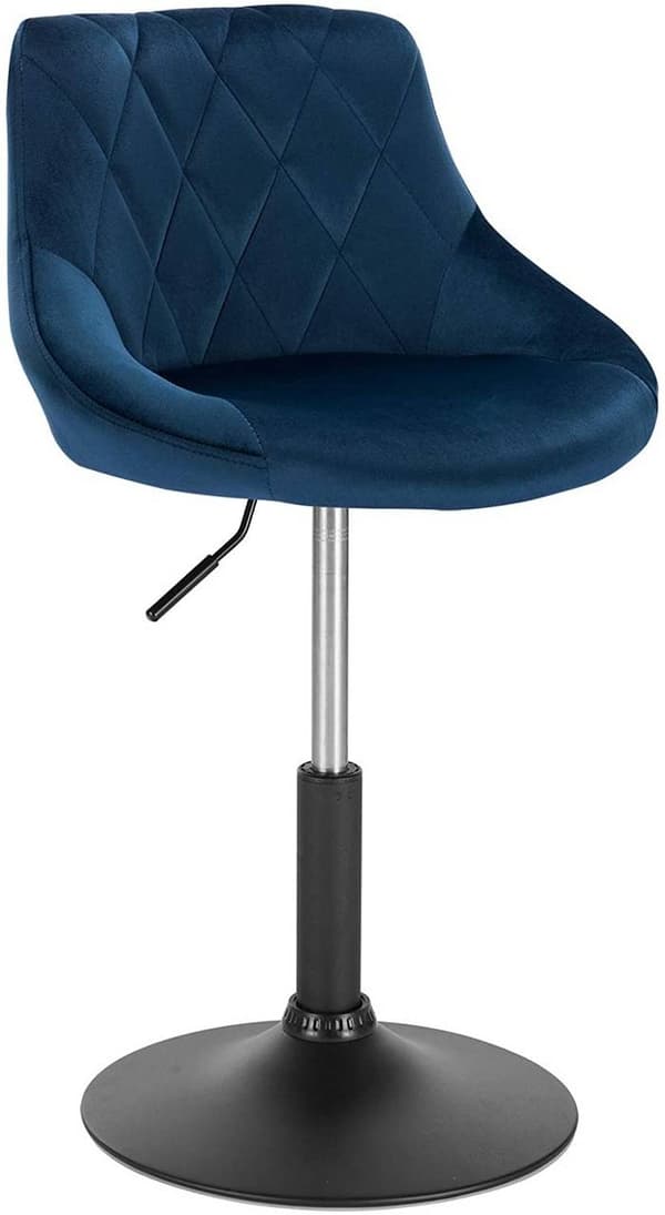Rootz sammets- och metallbarstol - Justerbar bänkstol - Vridbar barstol - Förbättrad komfort - Mångsidig design - Robust konstruktion - 66cm-82cm x 47