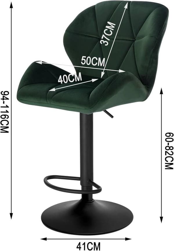 Rootz baarijakkara - Säädettävä työtuoli - Kääntyvä baarituoli - Ergonominen muotoilu, kestävä rakenne, helppo huoltaa - Velvet & Metal - 94cm-116cm x
