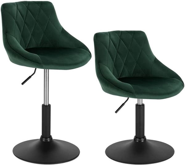 Rootz Velvet baarijakkara - Metallinen työtuoli - Säädettävä kääntyvä jakkara - Mukava, tukeva, helppo puhdistaa - 47 cm x 37 cm x 66-82 cm