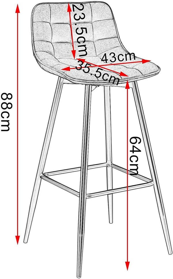 Rootz baarijakkara - Designer baarituoli - Jalkatuki, keinonahkaa, metallijalat - mukavat, kestävät, tyylikkäät - 43 cm x 35,5 cm, istuinkorkeus 64 cm