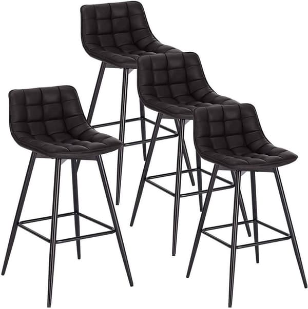 Rootz Barpall - Designerbarstol - Bänkpall med fotstöd - Imiterat läder - Metallben - Bekväma & ergonomiska - Stabil & hållbar - Golvskydd - 43cm x 35