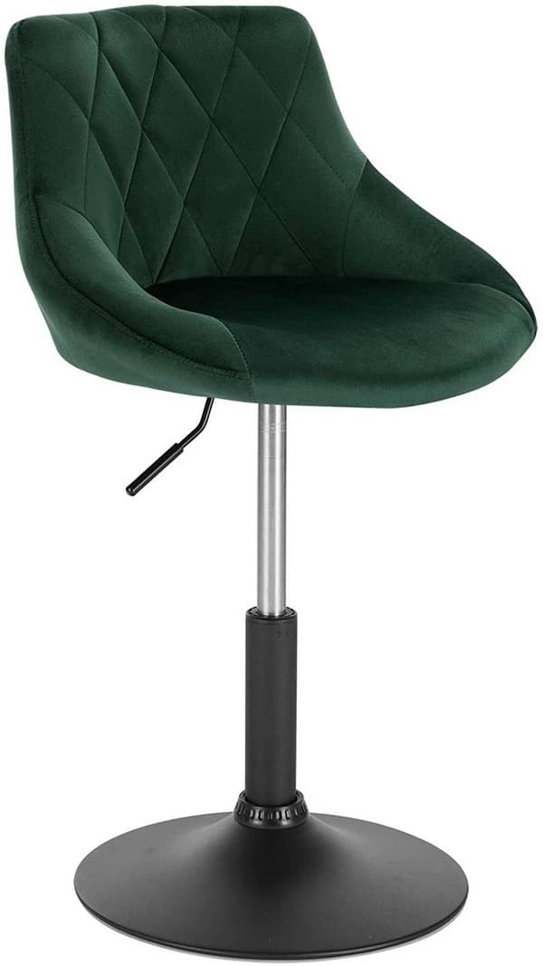 Rootz barstol - Justerbar bordstol - Drejelig barstol - Komfortabel, alsidig, holdbar - fløjl og metal - 66cm-82cm x 47cm x 37cm