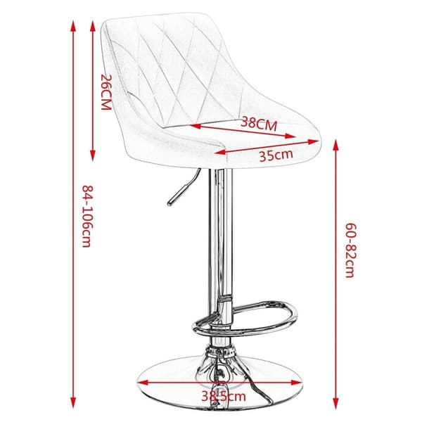 Rootz Ylelliset Velvet-baarijakkarat - Säädettävät tasotuolit - Kääntyvät baarituolit - Mukavat istuimet - Korkeussäädettävä - Kestävä runko - 84cm-10