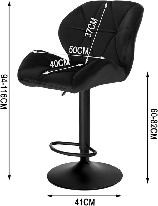 Rootz Barpall - Justerbar Barstol - Ergonomisk motpall - Sammetskomfort, 360° vridbar, höjdjusterbar - 50cm x 40cm x 94-116cm