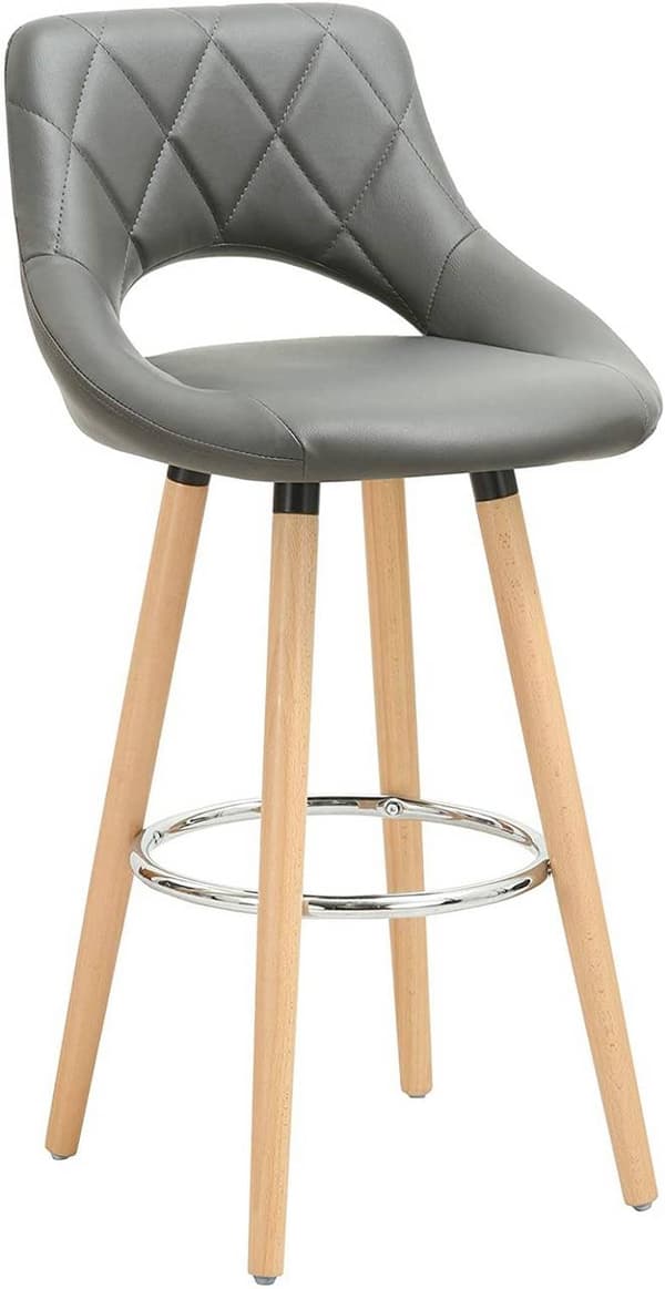 Rootz keinonahkainen baarijakkara - Puurunkoinen työtuoli - Mukava istuin - Tyylikäs muotoilu - Kestävä ja vakaa - 43 cm x 43 cm x 91 cm