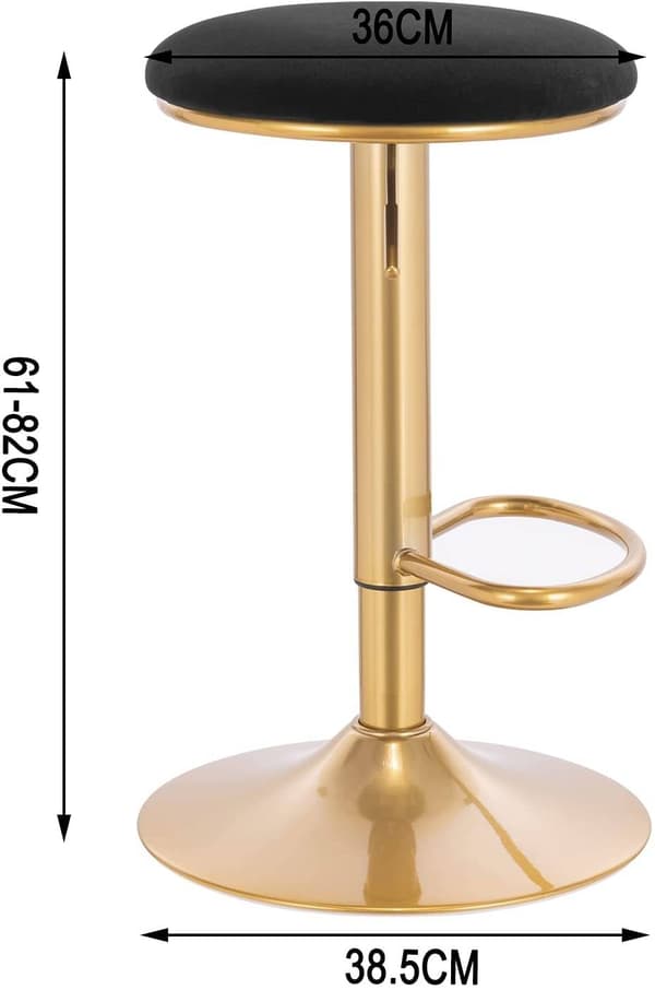 Rootz Ylelliset Velvet-baarijakkarat - Työpöytäjakkarat - Kääntötuolit - Kestävä ja vakaa - Mukava ja säädettävä - Suojaominaisuudet - 38cm x 61-82cm