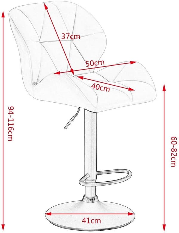 Rootz barstolesæt - Justerbare bordskamler - Drejelige barstole - Ergonomisk design - Nem vedligeholdelse - Holdbar konstruktion - 94cm-116cm x 50cm x
