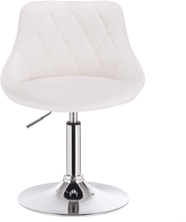 Rootz Set med 2 barstolar - Bänkstolar - Justerbara snurrstolar - Bekväma, mångsidiga, robusta - Vitt konstläder - 66cm-82cm x 47cm x 37cm