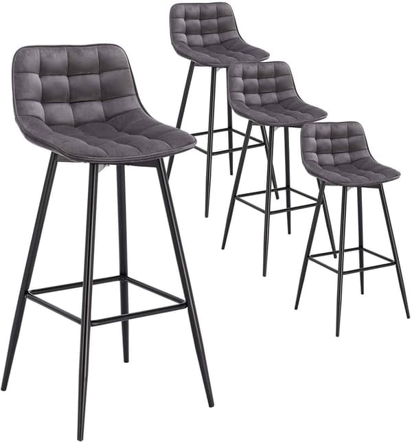 Rootz Velvet Barpall - Bänkpall - Stoppad pall - Bekväm högdensitetssvamp - Slitstark metallram - Mångsidig design - 43 cm x 35,5 cm x 64 cm