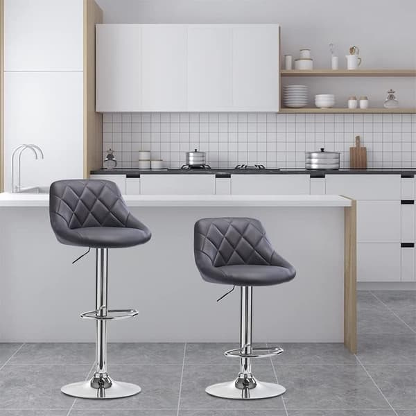 Rootz Premium Barstolar i konstläder - Justerbara motpallar - Förkromad metallram - Förbättrad stabilitet, bekväma sittplatser, mångsidig design - 84c