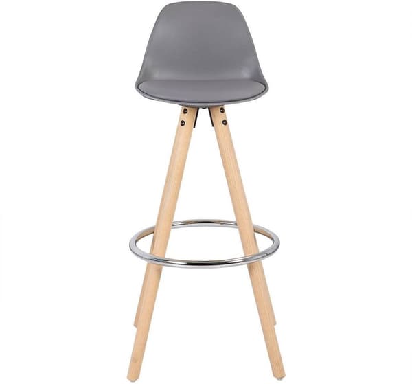 Rootz Designer -baarijakkara - Työpöytäjakkara - Keittiöjakkara - Tyylikäs harmaa selkänoja - Mukava keinonahka - Helppo koota - 96,5 cm x 38,5 cm x 3