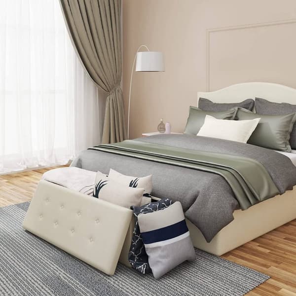 Rootz Velvet -säilytysjakkara - Ottomaanien, Jalkatuki - Tilavuus 118L, Taitettava, Kestävä - 110cm x 38cm x 37,5cm