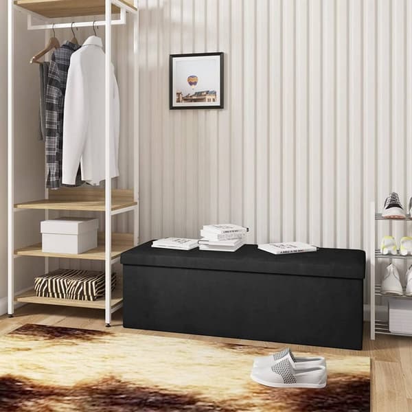 Rootz Velvet Storage Pall - Ottoman, Fotstöd - Rymlig 118L förvaring, hopfällbar design, Lyxig sammetsfinish - 110cm x 38cm x 37,5cm