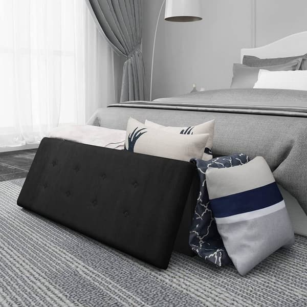 Rootz Velvet Storage Pall - Ottoman, Fotstöd - Rymlig 118L förvaring, hopfällbar design, Lyxig sammetsfinish - 110cm x 38cm x 37,5cm