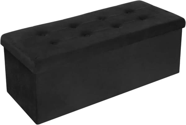 Rootz Velvet Storage Pall - Ottoman, Fotstöd - Rymlig 118L förvaring, hopfällbar design, Lyxig sammetsfinish - 110cm x 38cm x 37,5cm