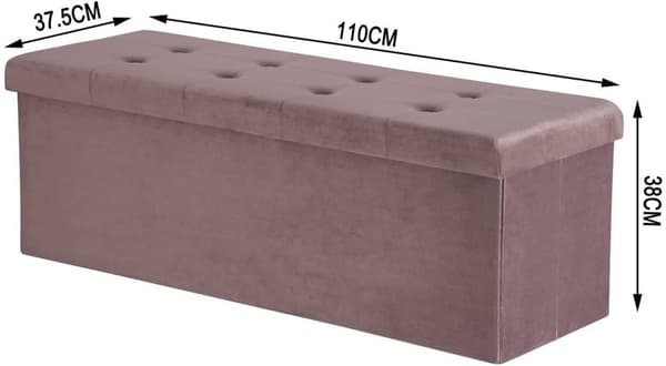 Rootz Velvet Storage Pall - Ottoman - Fotstöd - 118L Kapacitet - Vikbar och bärbar - Lyxig komfort - 110 cm x 38 cm x 37,5 cm