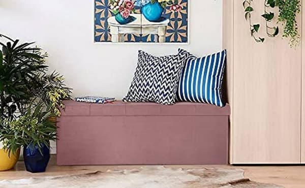 Rootz Velvet Storage Pall - Ottoman - Fotstöd - 118L Kapacitet - Vikbar och bärbar - Lyxig komfort - 110 cm x 38 cm x 37,5 cm