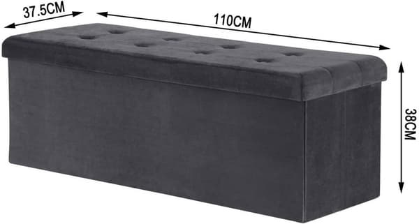 Rootz Velvet Opbevaringsskammel - Osmannisk - Fodstøtte - 118L Kapacitet - Foldbar og bærbar - Luksuriøs Velvet Finish - 110 cm x 38 cm x 37,5 cm