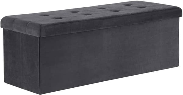 Rootz Velvet Opbevaringsskammel - Osmannisk - Fodstøtte - 118L Kapacitet - Foldbar og bærbar - Luksuriøs Velvet Finish - 110 cm x 38 cm x 37,5 cm