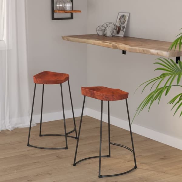 vidaXL Gavin baarijakkarat 2 kpl 45x40x63 cm täysi mangopuu -  Baarijakkarat