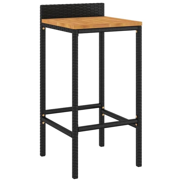 vidaXL barstole 2 stk. polyrattan og massivt akacietræ sort -  Barstole