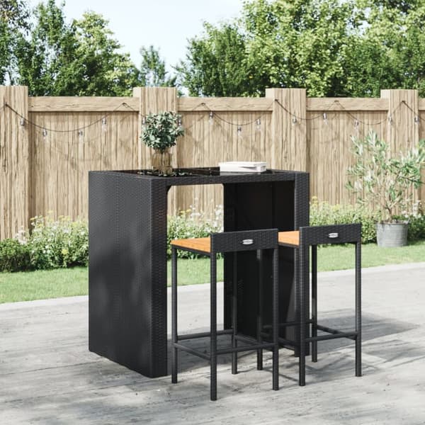 vidaXL barstole 2 stk. polyrattan og massivt akacietræ sort -  Barstole