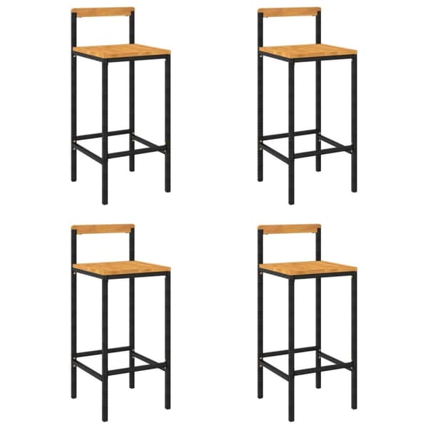 vidaXL barstole 4 stk. polyrattan og massivt akacietræ sort - Barstole