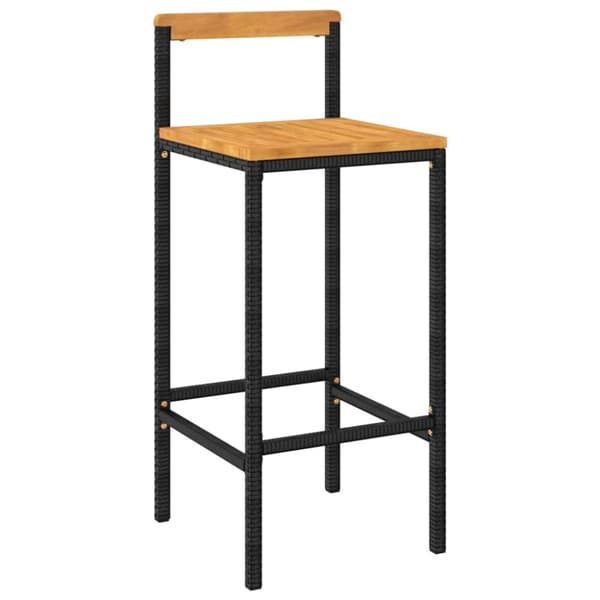 vidaXL barstole 4 stk. polyrattan og massivt akacietræ sort - Barstole