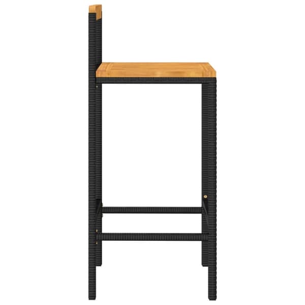 vidaXL barstole 4 stk. polyrattan og massivt akacietræ sort - Barstole