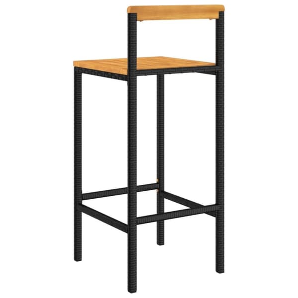 vidaXL barstole 4 stk. polyrattan og massivt akacietræ sort - Barstole