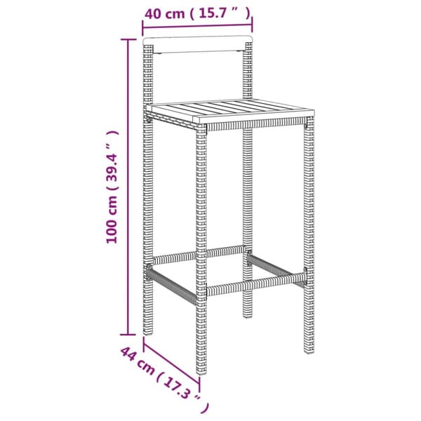vidaXL barstole 4 stk. polyrattan og massivt akacietræ sort - Barstole