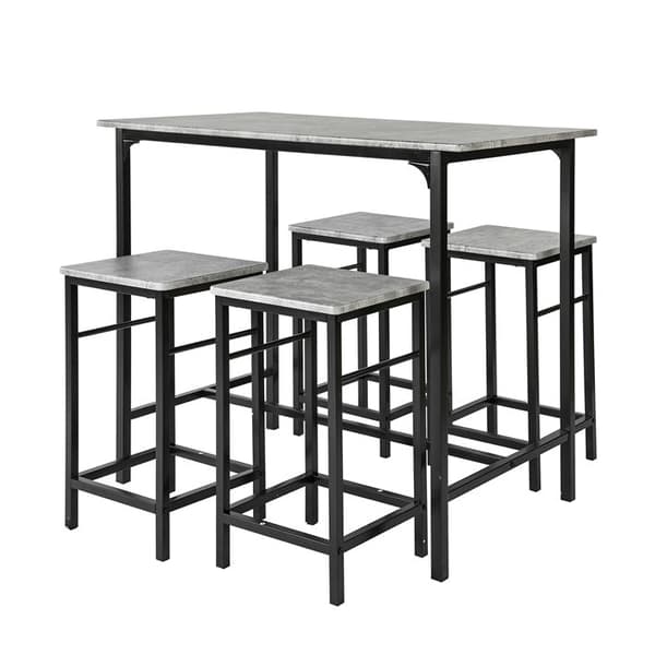 Rootz 5-delt barbordssæt - Barstole - Spisestuesæt - Robust metalstel - MDF finerplade - Høj belastningskapacitet - 100 cm x 87 cm x 60 cm Bord, 32 cm
