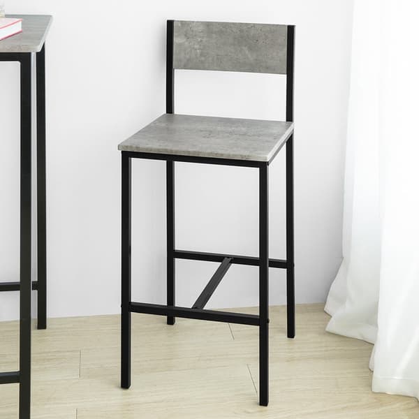 Rootz 3-delt barbordssæt - Barstole - Spisebordssæt - MDF bordplade - Robust metalstel - Ideel til køkken og have - 60 cm x 97 cm x 60 cm - Grå