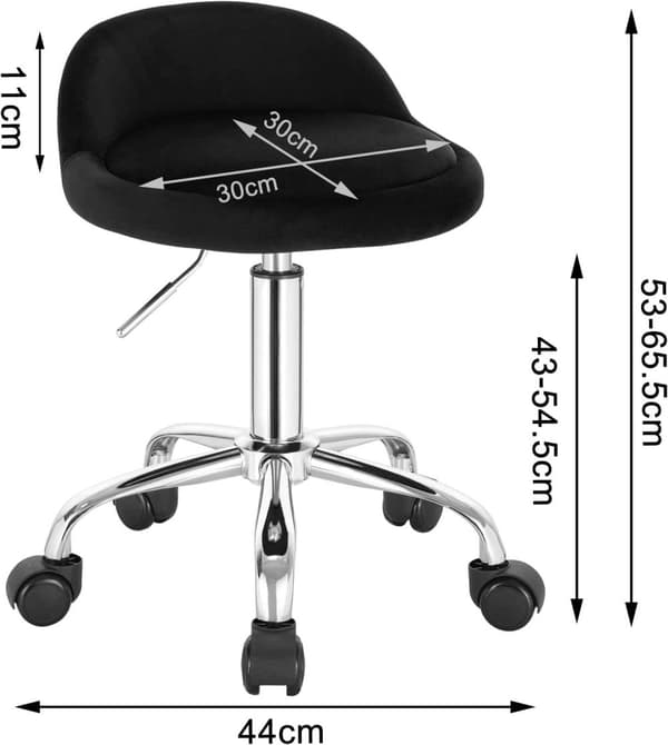 Rootz Säädettävä Velvet-toimistojakkara - Työtuoli - Kääntyvä jakkara - Tyylikäs, Mukava, Ergonominen - Korkeus 53-65,5 cm - Istuin 30x30 cm