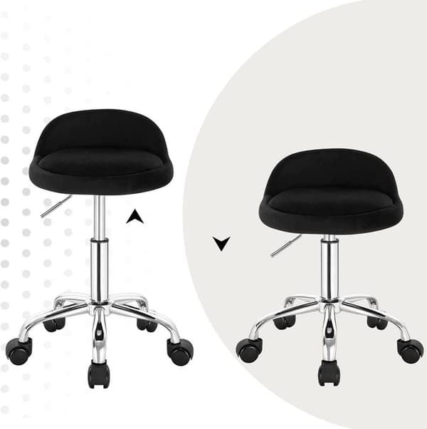 Rootz Säädettävä Velvet-toimistojakkara - Työtuoli - Kääntyvä jakkara - Tyylikäs, Mukava, Ergonominen - Korkeus 53-65,5 cm - Istuin 30x30 cm