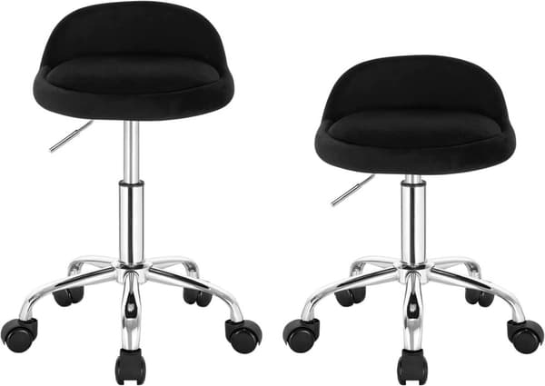 Rootz Justerbar Velvet Kontorstol - Skrivebordsstol - Drejelig skammel - Stilfuld, komfortabel, Ergonomisk - Højde 53-65,5 cm - Sæde 30x30 cm