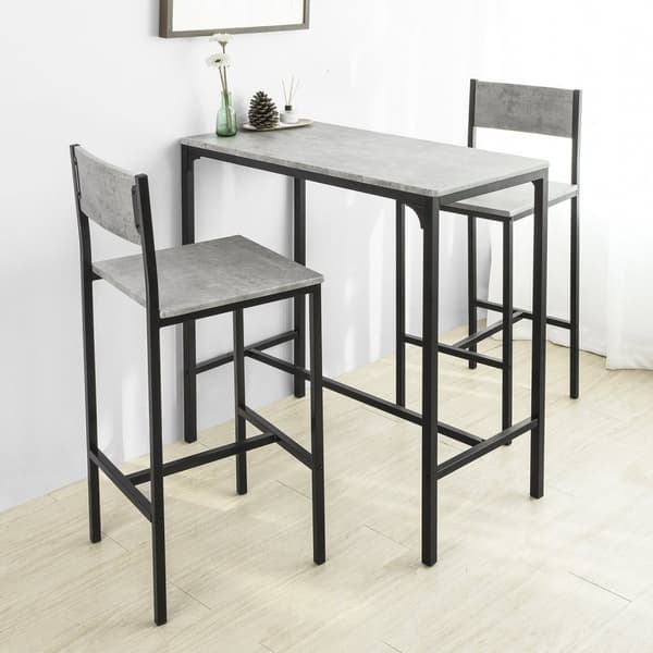 Rootz 2-delt barstolssæt - Bordskammel - Barstole - Komfortabelt ryglæn - Fodstøtter - Ideel til barer og caféer - Metalramme - 38cm x 95cm x 40cm