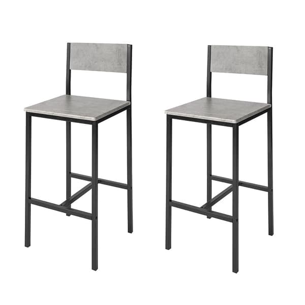 Rootz 2-delt barstolssæt - Bordskammel - Barstole - Komfortabelt ryglæn - Fodstøtter - Ideel til barer og caféer - Metalramme - 38cm x 95cm x 40cm