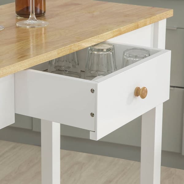 Rootz 3-delt barbordssæt - Barstole - Spisebordssæt - Gummi træplade - Alsidig opbevaring med skuffe - Inkluderer 3 sidekroge - Bord: 95cm x 40cm x 10