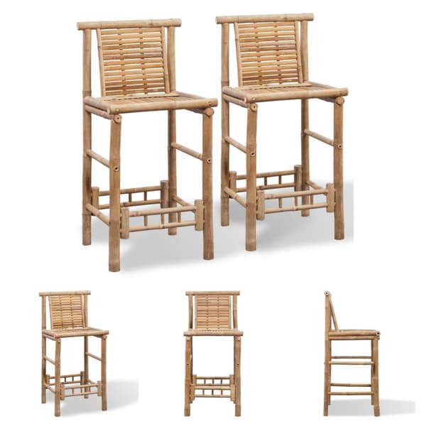 The Living Store Barstolar 2 st bambu -  Barstolar