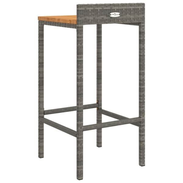 Barstole 4 stk. Polyrattan og massivt akacietræ grå - Barstol - Barstole - Home & Living