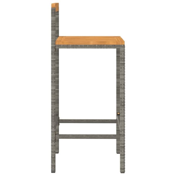 Barstole 2 stk. Polyrattan og massivt akacietræ grå - Barstol - Barstole - Home & Living
