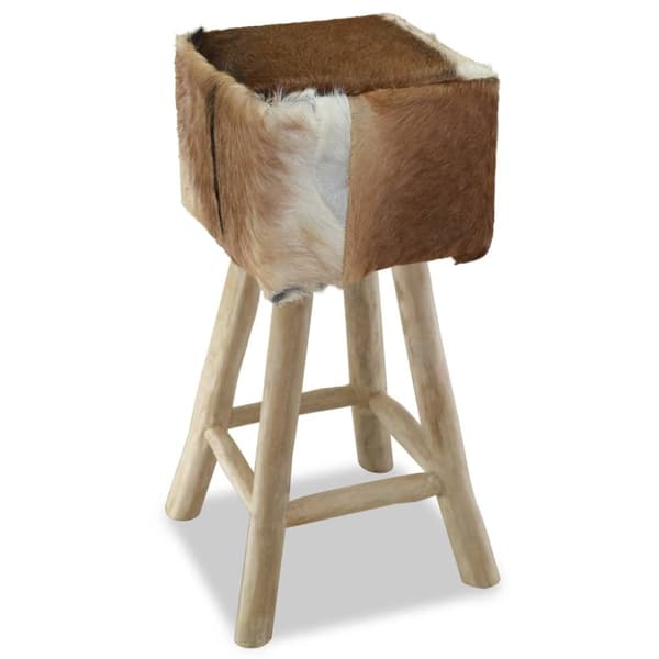 Barstol äkta läder och massiv teak