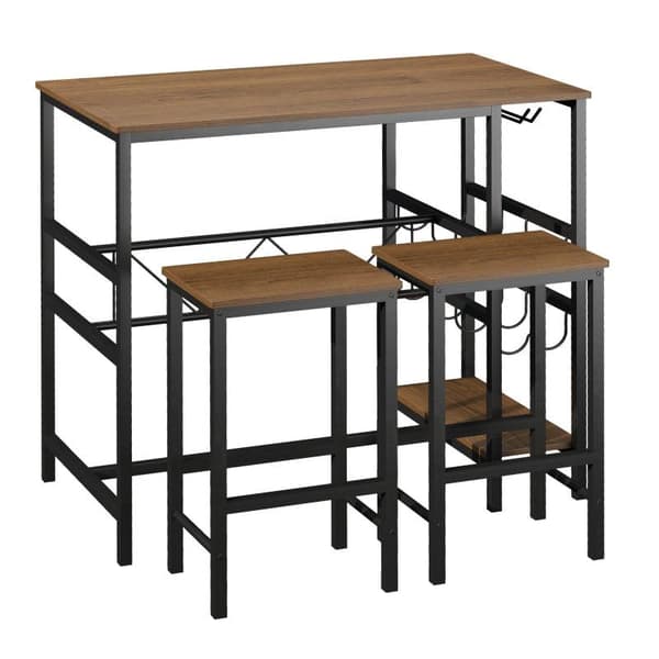 Rootz Barbordssæt - Højt bord - 2 barstole - 3-delt dækkeserviet - Bord - Spånplade - Natur/sort - 108 x 60 x 95H cm