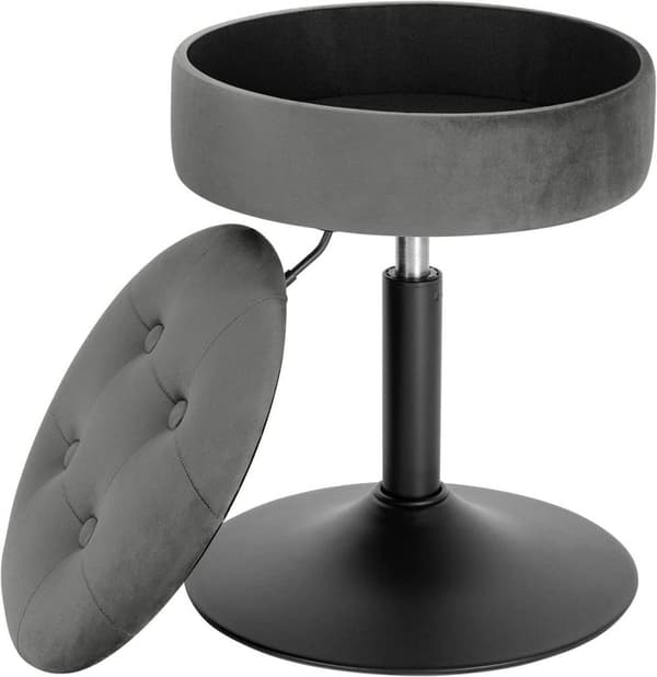 Rootz Säädettävä Velvet-baarijakkara - Työtuoli - Kääntyvä jakkara - Kestävä, moderni, monikäyttöinen - Istuimen halkaisija 39,5 cm, korkeus 49,5-65 c