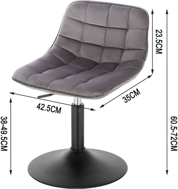 Rootz Velvet metallibaarijakkara - Työpöytäjakkara - Säädettävä tuoli - Mukava istuvuus - Ergonominen muotoilu - Kestävä rakenne - 35 cm x 42,5 cm x 6