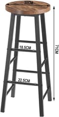 Pikkukuva 3 / 10: Rootz Industrial baarijakkara - Työpöytäjakkara - Metalli- ja puujakkara - Tukeva, kestävä, Monipuolinen - Liukumaton - 71cm x 30cm